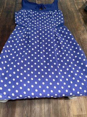 Jessica Simpson Blue and White Polka Dot Sleeveless Dress Size Large
